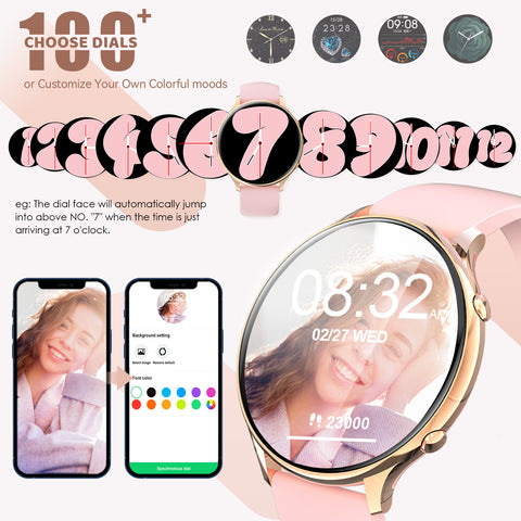 EIGIIS Smart Watch for Women, Fashionable Fitness Watch with Calorie Temperature Monitor Female Health Monitor Lady Sports Watch with 24 Sports Modes Activity Trackers Watch for iOS Android Phone EIGIIS Smart Watch for Women, Fashionable Fitness Watch with Calorie Temperature Monitor Female Health Monitor Lady Sports Watch with 24 Sports Modes Activity Trackers Watch for iOS Android Phone