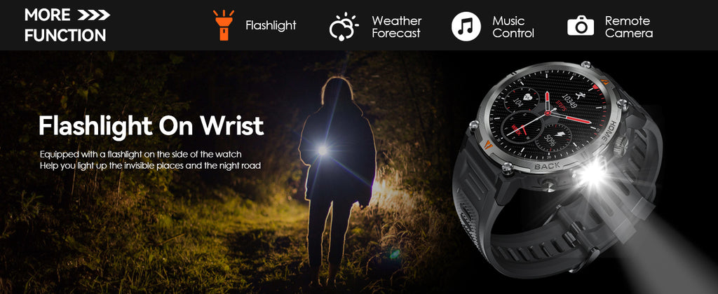 EIGIIS Smartwatch KE3: New Style Smartwatch with Flashlight