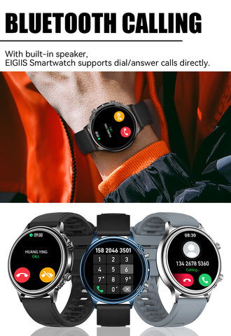 EIGIIS Smart Watch 1.32-inch High-Definition Full Touch for Men Women Fitness Tracker with Bluetooth Dial Call Fitness Watch with Sleep Monitor Step Counter Waterproof Smartwatch Compatible for Android iPhone