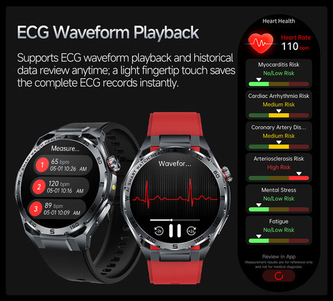ET474 AI ECG Sports Smartwatch, Black Case with Black Band—Ideal for Running, Cycling, and Fitness   Suitable for Various Scenarios; the Perfect Gift for Loved Ones