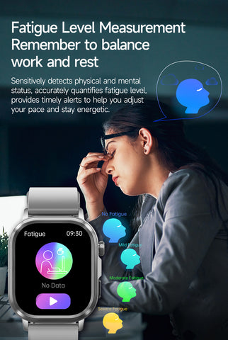 EIGIIS brand ET573 AI ECG Smart Health Management Watch, Black Case with Black Band: Flashlight, Bluetooth Calling, Pedometer/Calorie/Distance Tracking, Multiple Sports Modes, Alarm Clock, Weather Forecast