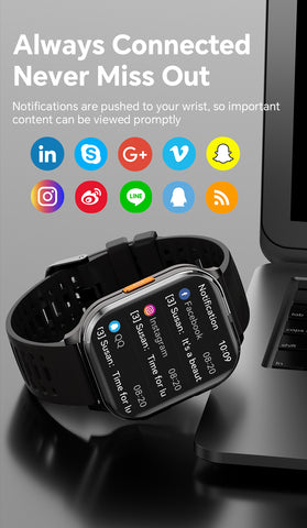 P60 Smart Watch with Black Case and Black Band: Features Camera and Video Recording, Built-in Flashlight, Bluetooth Headphone Connectivity for Music Playback—The Perfect Gift for Your Loved One