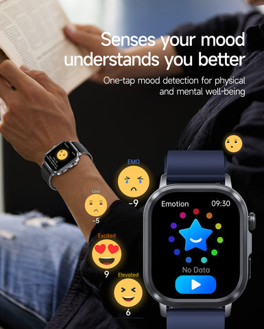 EIGIIS brand ET573 AI ECG Smart Health Management Watch, Black Case with Black Band: Flashlight, Bluetooth Calling, Pedometer/Calorie/Distance Tracking, Multiple Sports Modes, Alarm Clock, Weather Forecast