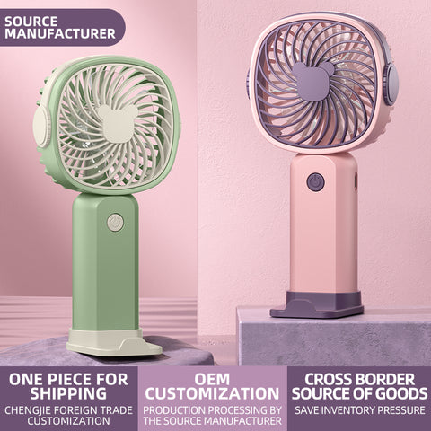 Multi Functional Usb Mobile Phone Stand With Handheld Fan, Cream Color Three Modes: Desktop Placement, Handheld, And Mobile Phone Stand