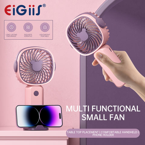 Multi Functional Usb Mobile Phone Stand With Handheld Fan, Cream Color Three Modes: Desktop Placement, Handheld, And Mobile Phone Stand