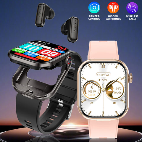 EIGIIS Brand T99 Smart Watch (With Built-In Earbuds For Answering/Making Calls), 2.02-Inch Fitness Tracker Featuring Activity Monitoring And Calorie Consumption Tracking Ideal For Outdoor Sports.