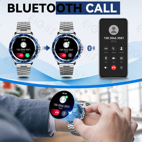 Smart Watch for Men with Bluetooth Calling 1.32” HD Touchscreen Fitness Trackers Watch with Heart Rate Detection Sleep Monitor for Android iOS