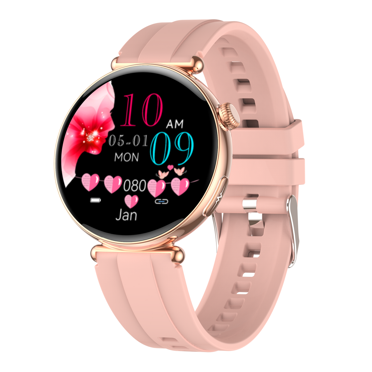EIGIIS ET491 Smart ECG Health Management Sports Watch, Gold Case with Pink Strap
