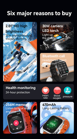 P60 Smart Watch with Black Case and Black Band: Features Camera and Video Recording, Built-in Flashlight, Bluetooth Headphone Connectivity for Music Playback—The Perfect Gift for Your Loved One