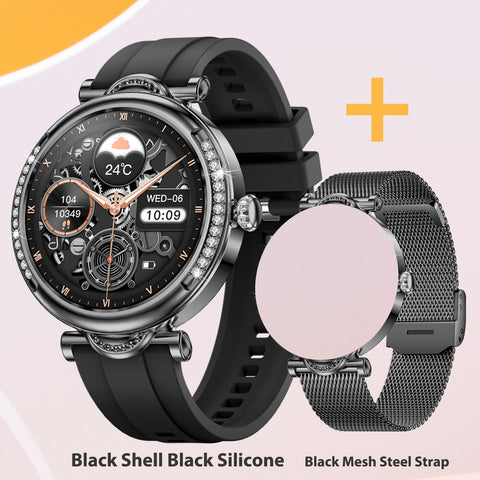 EIGIIS Smart Watch For 1.27-Inch HD Full Circle Full Touch Screen (Answer/Make Calls) With Wireless 5.2, Pedometer, Multi Sports Modes, IP67 Waterproof, Sleep Recording, Flashlight, Music Control, Stopwatch, Smartwatch For iPhone And Android Mobile Phones