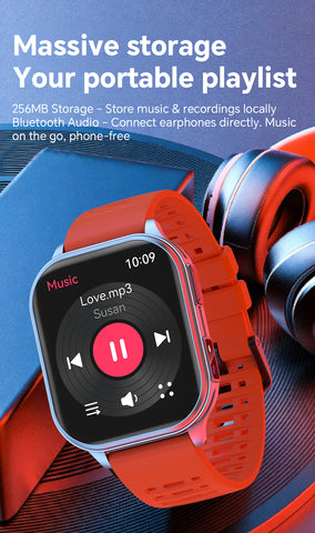 P60 Smart Watch with Black Case and Black Band: Features Camera and Video Recording, Built-in Flashlight, Bluetooth Headphone Connectivity for Music Playback—The Perfect Gift for Your Loved One