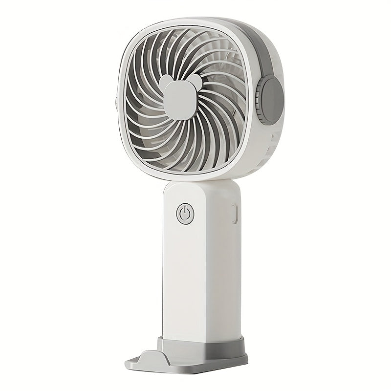 Multi Functional Usb Mobile Phone Stand With Handheld Fan, Cream Color Three Modes: Desktop Placement, Handheld, And Mobile Phone Stand