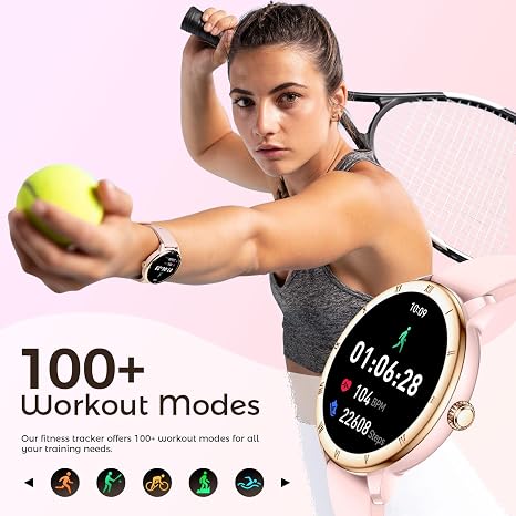 Smart Watch for Women, 1.27" Small Smartwatch with Retro Roman Bezel Design Bluetooth Calling, Heart Rate & Sleep Monitor, Blood Oxygen & Cycle Tracking, 100+ Sport Modes, 3ATM Waterproof Fitness Watch