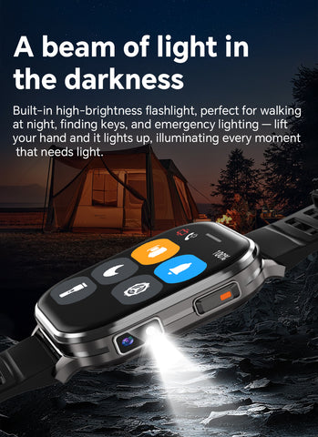 P60 Smart Watch with Black Case and Black Band: Features Camera and Video Recording, Built-in Flashlight, Bluetooth Headphone Connectivity for Music Playback—The Perfect Gift for Your Loved One