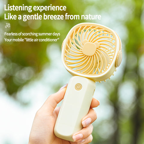 Multi Functional Usb Mobile Phone Stand With Handheld Fan, Cream Color Three Modes: Desktop Placement, Handheld, And Mobile Phone Stand