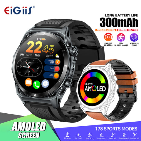 EIGIIS KE6 Men's Smart Watch With Built-In Up To 178 Sports Modes, Supports 4 Types Of Sports Recognition (Walking, Cycling, Running, Elliptical Machine), Sportswatch Can Wireless Calling, Compatible With Android And IPhone Phones, Holiday Gif