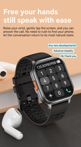 P60 Smart Watch with Black Case and Black Band: Features Camera and Video Recording, Built-in Flashlight, Bluetooth Headphone Connectivity for Music Playback—The Perfect Gift for Your Loved One
