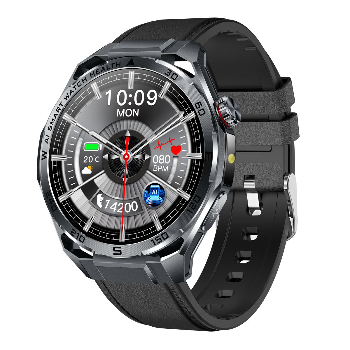 ET474 AI ECG Sports Smartwatch, Black Case with Black Band—Ideal for Running, Cycling, and Fitness   Suitable for Various Scenarios; the Perfect Gift for Loved Ones
