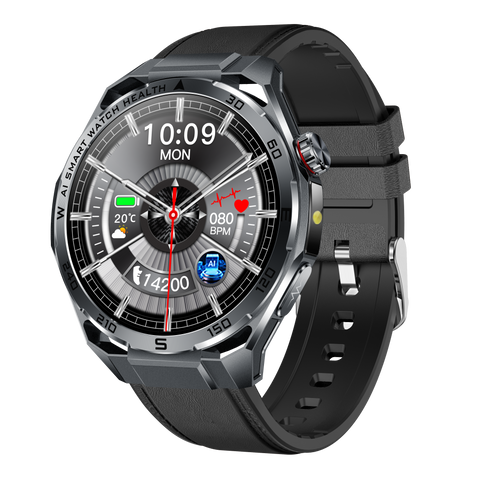 ET474 AI ECG Sports Smartwatch, Black Case with Black Band—Ideal for Running, Cycling, and Fitness   Suitable for Various Scenarios; the Perfect Gift for Loved Ones
