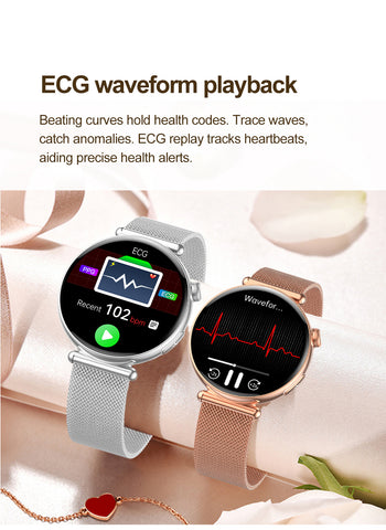 EIGIIS ET491 Smart ECG Health Management Sports Watch, Gold Case with Pink Strap