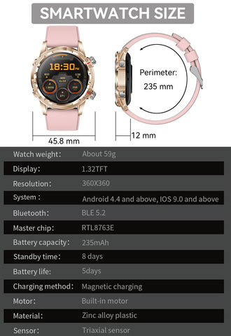 Smartwatch for Men Women 1.32” HD Display Fitness Trackers Watch with Bluetooth Calling Heart Rate Detection Sleep Monitor 70+ Sports Modes Step Counter Watch for iOS Android