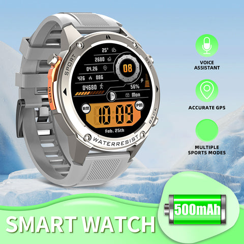 EIGIIS Best New GPS-Support Sport Smartwatch For Men, 170+ Outdoor Modes, 500 mAh Big Battery, 1.43 Inch AMOLED Screen, 6 Theme Styles, Massive Dials Free Change, Cool Wristwatch, Metal Shell, Smartwatch For Android iPhone Phones