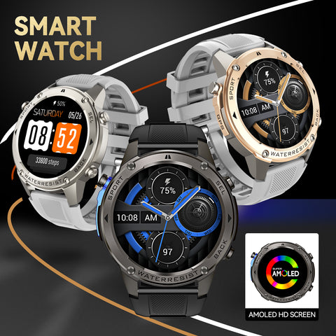 EIGIIS  Waterproof Smart Watch For Men With GPS Heart Rate, 1.43'' AMOLED Screen 170+ Sport Mode 500 mAh Big Battery, Outdoor Perfect Partner, Wireless Phone (Answer/Dial), Smart Watch For iPhone Android Phones, Cool Fashion Watch