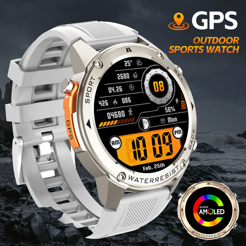 EIGIIS Best New GPS-Support Sport Smartwatch For Men, 170+ Outdoor Modes, 500 mAh Big Battery, 1.43 Inch AMOLED Screen, 6 Theme Styles, Massive Dials Free Change, Cool Wristwatch, Metal Shell, Smartwatch For Android iPhone Phones