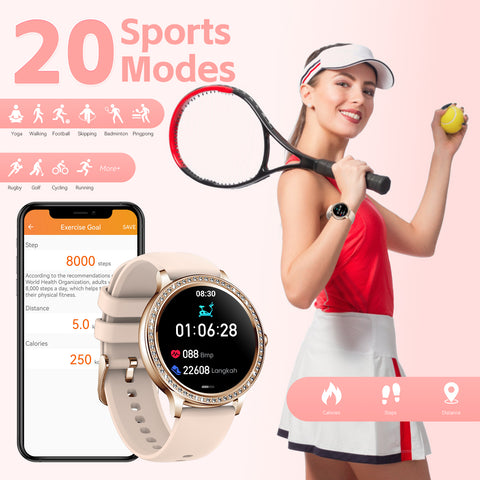 Smart Watches for Women Fashionable Look Ladies Smart Watch with Bluetooth Calls Heart Rate Sleep Monitor Fitness Trackers Watch with Step Counter Message Reminder for iOS Android
