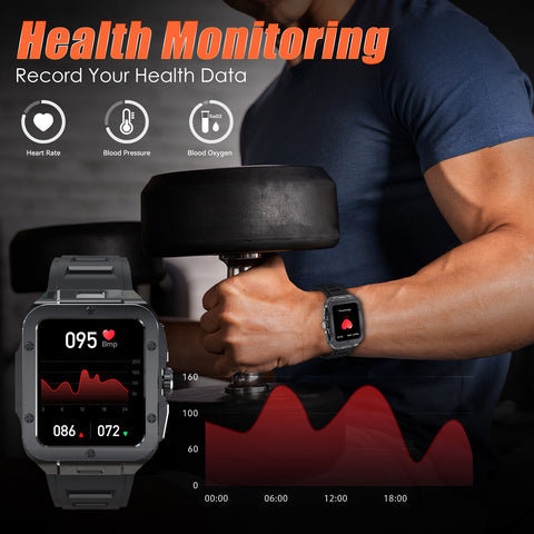Smart Watches for Men 1.85” Touch Screen Fitness Tracker Outdoor Smart Watch with Buit-in Speaker for Calling Sports Step Counter Watch with Heart Rate Sleep Monitor for iPhone, Samsung