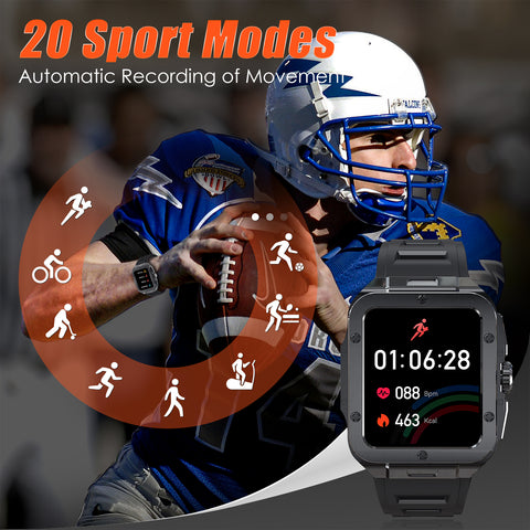 Smart Watches for Men 1.85” Touch Screen Fitness Tracker Outdoor Smart Watch with Buit-in Speaker for Calling Sports Step Counter Watch with Heart Rate Sleep Monitor for iPhone, Samsung