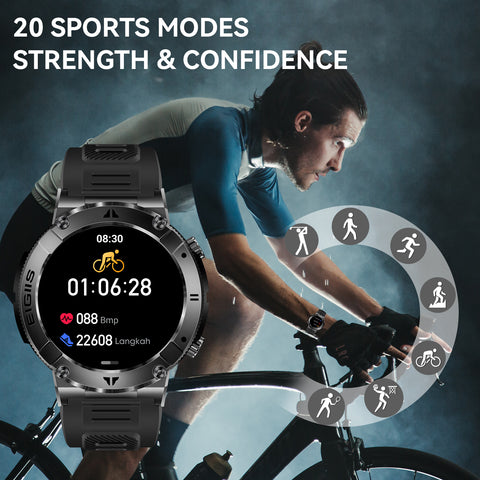 Military Smart Watch for Men Answer Make Calls Message Notification 1.32" HD Full Touch Smartwatch Fitness Tracker Watch Heart Rate Monitor Sleep Monitor Step Counter Sports Watch for iPhone Android