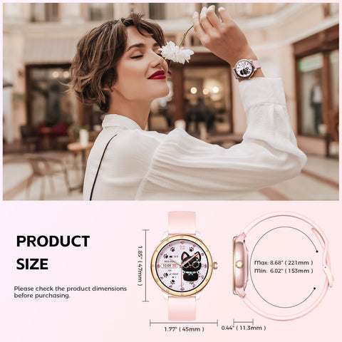 Smart Watch for Women, 1.27" Small Smartwatch with Retro Roman Bezel Design Bluetooth Calling, Heart Rate & Sleep Monitor, Blood Oxygen & Cycle Tracking, 100+ Sport Modes, 3ATM Waterproof Fitness Watch