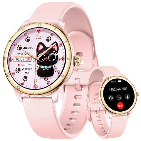 Smart Watch for Women, 1.27" Small Smartwatch with Retro Roman Bezel Design Bluetooth Calling, Heart Rate & Sleep Monitor, Blood Oxygen & Cycle Tracking, 100+ Sport Modes, 3ATM Waterproof Fitness Watch