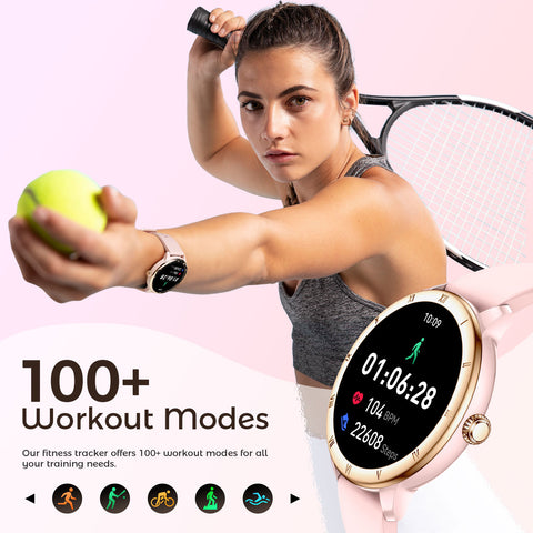 Smart Watch for Women, 1.27" Small Smartwatch with Retro Roman Bezel Design Bluetooth Calling, Heart Rate & Sleep Monitor, Blood Oxygen & Cycle Tracking, 100+ Sport Modes, 3ATM Waterproof Fitness Watch