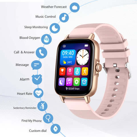 Smart Watch for Men Women 1.69" HD Bluetooth Phone Watch(Make/Answer Call) for iPhone Android IP67 Waterproof Fitness Watch with Heart Rate Sleep Monitor Activity Tracker with Pedometer