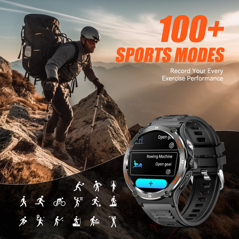 EIGIIS 3 ATM Waterproof Smart Watch for Men with Strong Light, Compass, 1.53 Inch IPS Screen, 500 mAh Big Battery, 100+ Sports, Support Sports Record (Steps, Distance, Calorie Counting), For iPhone Android, Holiday Gifts