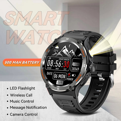 EIGIIS 3 ATM Waterproof Smart Watch for Men with Strong Light, Compass, 1.53 Inch IPS Screen, 500 mAh Big Battery, 100+ Sports, Support Sports Record (Steps, Distance, Calorie Counting), For iPhone Android, Holiday Gifts