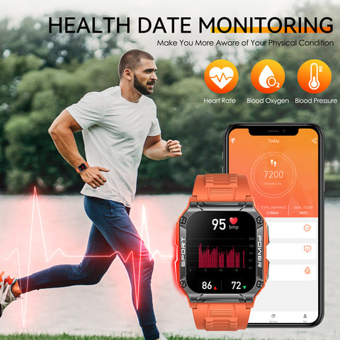 Military Smart Watch for Men 1.95'' Smart Watch (Answer/Make Calls) with Compass Heart Rate Sleep Monitor 109 Sports Modes Fitness Tracker Watch Outdoor Tactical Rugged Smartwatch for iPhone Android