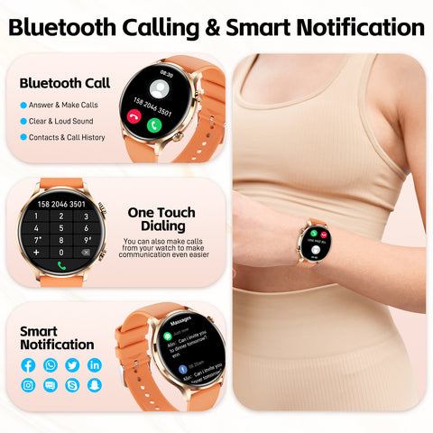 Smart Watch for Women (Answer/Make Call), Fitness Watch with Heart Rate Blood Oxygen Sleep Monitor, 1.39" Touch Screen Bluetooth Smart Watch for iPhone Android Phone, Waterproof Activity Tracker Watch