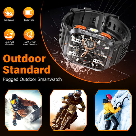 EIGIIS Men's Large Screen Smartwatch, With A 2.02-Inch HD Display, Comes Equipped With An SOS Alarm And Compass.A Handy Torch/Led Lighting On The Side, Compatibility With Both Android And Iphone IPhones, Birthday Gifts, Holiday Gifts