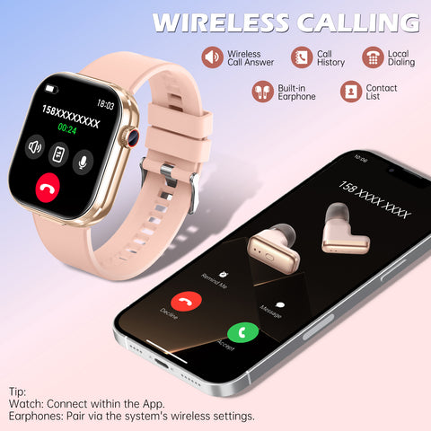 EIGIIS Brand T99 Smart Watch (With Built-In Earbuds For Answering/Making Calls), 2.02-Inch Fitness Tracker Featuring Activity Monitoring And Calorie Consumption Tracking Ideal For Outdoor Sports.