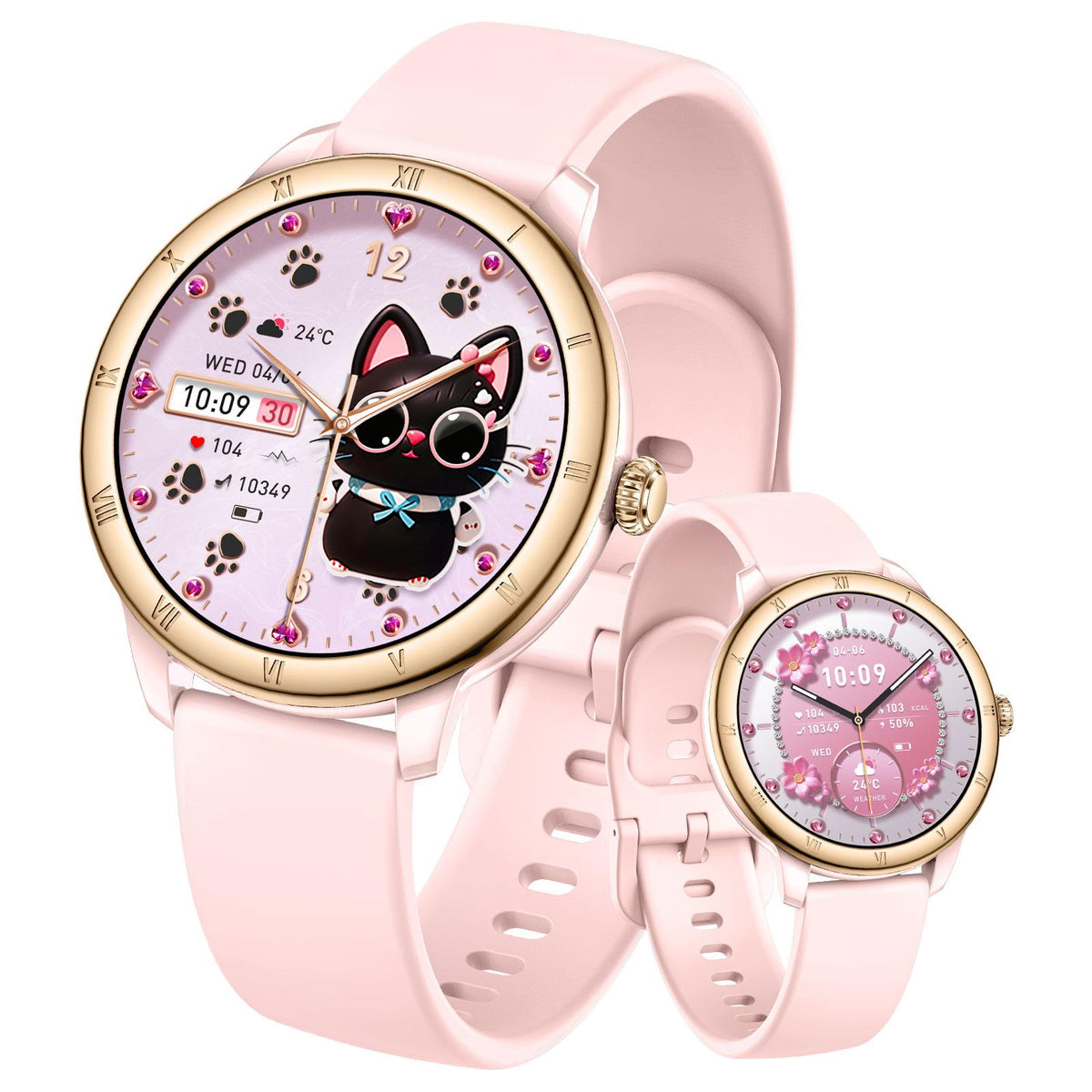 Smart Watch for Women, 1.27" Small Smartwatch with Retro Roman Bezel Design Bluetooth Calling, Heart Rate & Sleep Monitor, Blood Oxygen & Cycle Tracking, 100+ Sport Modes, 3ATM Waterproof Fitness Watch