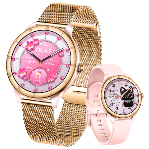 Smart Watch for Women, 1.27" Small Smartwatch with Retro Roman Bezel Design Bluetooth Calling, Heart Rate & Sleep Monitor, Blood Oxygen & Cycle Tracking, 100+ Sport Modes, 3ATM Waterproof Fitness Watch