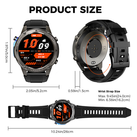 EIGIIS Best New GPS-Support Sport Smartwatch For Men, 170+ Outdoor Modes, 500 mAh Big Battery, 1.43 Inch AMOLED Screen, 6 Theme Styles, Massive Dials Free Change, Cool Wristwatch, Metal Shell, Smartwatch For Android iPhone Phones