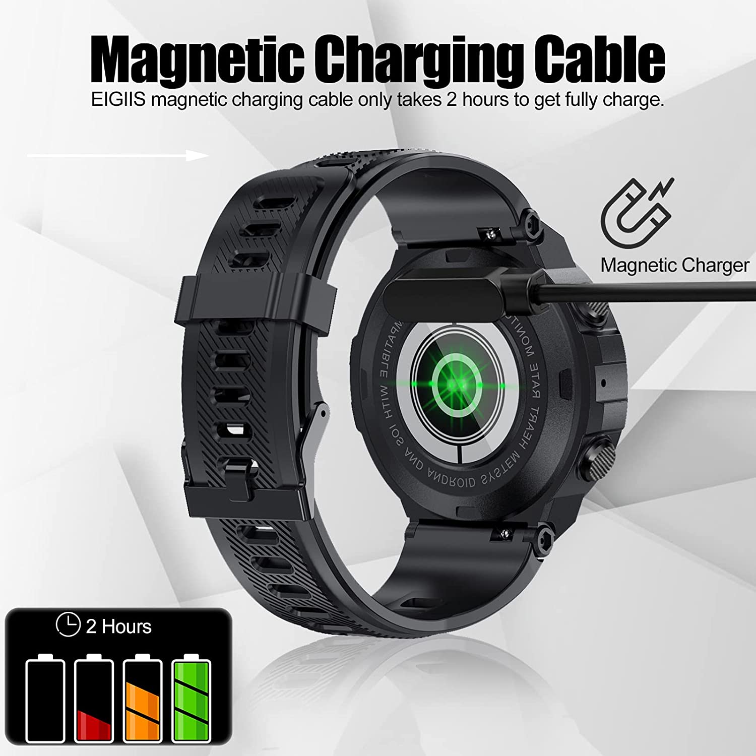 EIGIIS Smartwatch Charger Smart Watch KE3 KE2 Magnetic USB Charging Cable  21 Inch Long 2 Pack Black : : Electronics & Photo