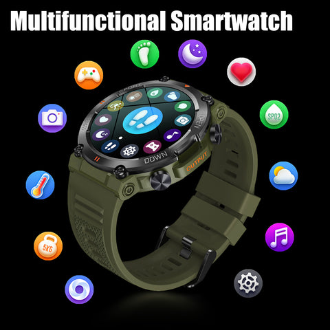 EIGIIS Military Smart Watch for Men Answer Make Calls Message Notification 1.39" HD Full Touch Smartwatch Fitness Tracker Watch Heart Rate Monitor Sleep Monitor Step Counter Sports Watch for iPhone Android