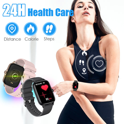 EIGIIS Smart Watches for Men Women Activity Trackers with 1.7 Full Touch Screen IP68 Waterproof Fitness Tracker with Heart Rate Monitor Sleep Tracker Pedometer Smartwatch for iPhone Android