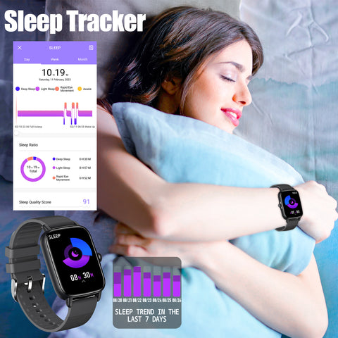 EIGIIS Smart Watches for Men Women Activity Trackers with 1.7 Full Touch Screen IP68 Waterproof Fitness Tracker with Heart Rate Monitor Sleep Tracker Pedometer Smartwatch for iPhone Android