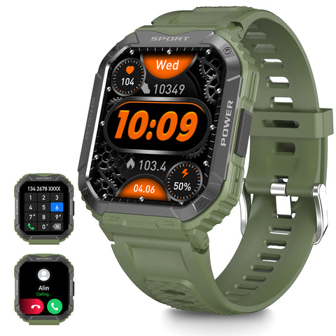 Military Smart Watch for Men (Answer/Dial Calls), 1.83" Touch Screen Tactical Smartwatch for Android Phones iPhone, Tough Rugged Outdoor Sports Fitness Tracker with Heart Rate/SpO2/Sleep